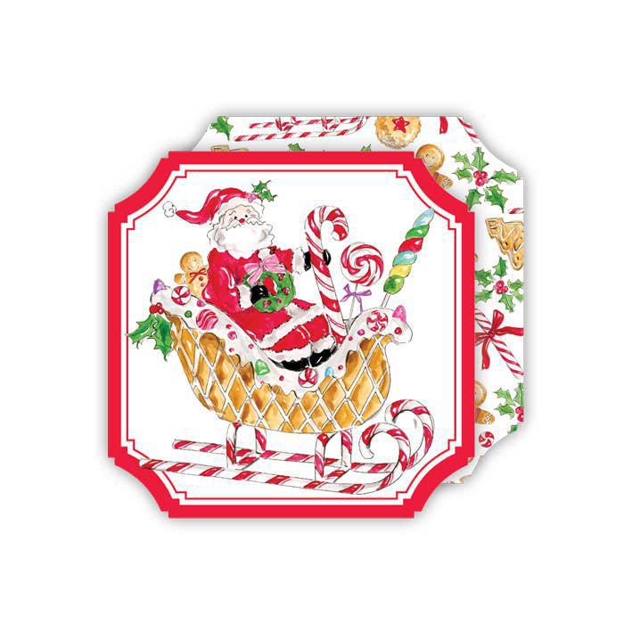 Santa in Candy Sleigh Paper Coaster